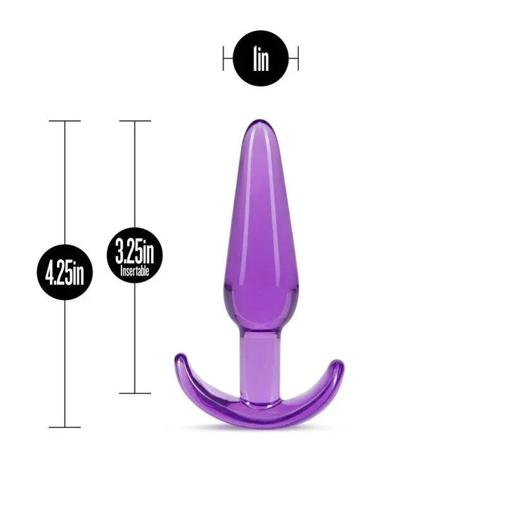 B Yours Slim Anal Plug dimensions: 4.25in long, 3.25in insertable, 1in wide