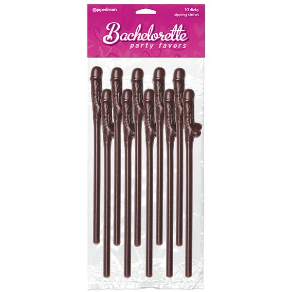 Bachelorette Party Favors - Dicky Sipping Straws - Chocolate Coloured Straws - Set of 10 – Sex toys NZ by Naughtyhut. Discreet delivery nationwide.