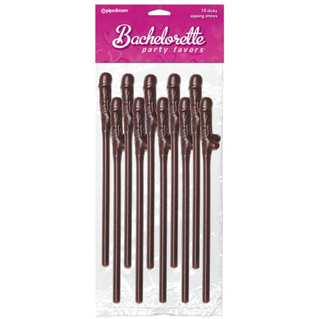 Buy Bachelorette Party Favors - Dicky Sipping Straws - Chocolate Coloured Straws - Set of 10 – Naughtyhut NZ sex toys online. Discreet delivery & top brands.