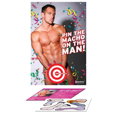 Buy Bachelorette Party Favors Pin The Macho On The Man - Party Game – Naughtyhut NZ sex toys online. Discreet delivery & top brands.