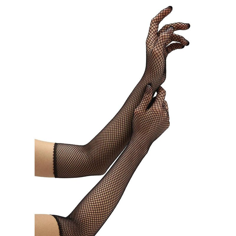 Buy Baci White Label Fishnet Opera Glove - Black Gloves – Naughtyhut NZ sex toys online. Discreet delivery & top brands.