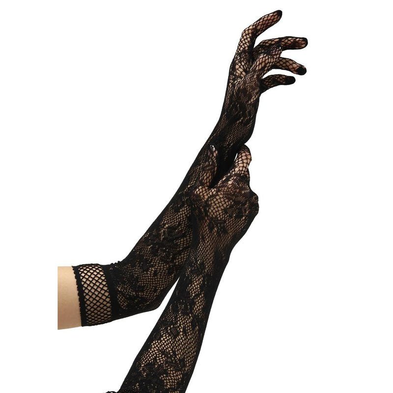 Buy BACI White Label Flower Lace Opera Gloves - Black - Black Gloves – Naughtyhut NZ sex toys online. Discreet delivery & top brands.