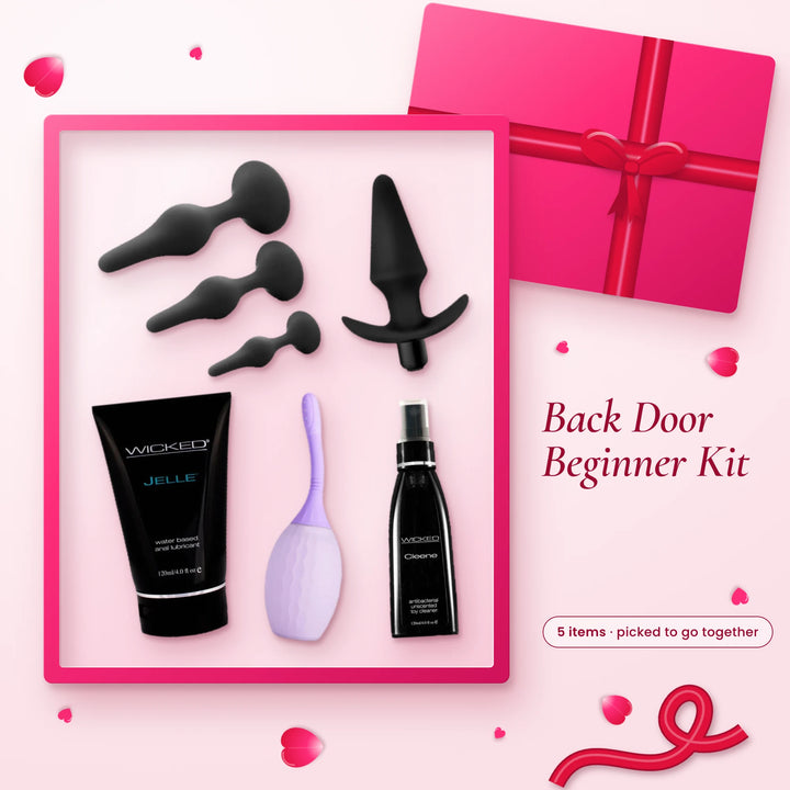 Back Door Beginner Kit: Anal Adventures Platinum Plug Kit, Anal Adventures Vibrating Plug, Wicked Jelle Anal Lube 120ml…