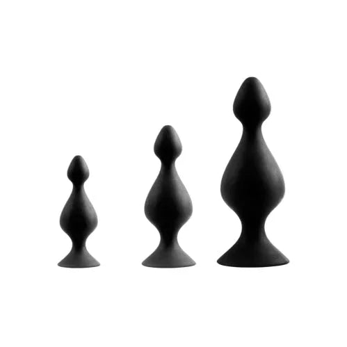 Back Up 3-in-1 gourd plug kit in Black, three sizes lined up small to large