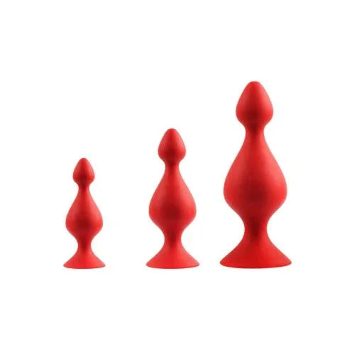 Back Up 3-in-1 gourd plug kit in Red, the three graduated plugs in a row