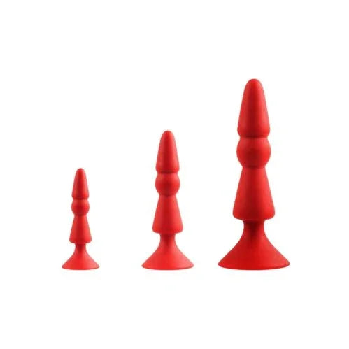 Back Up 3-in-1 tiered plug kit in Red, the three tiered plugs in a row