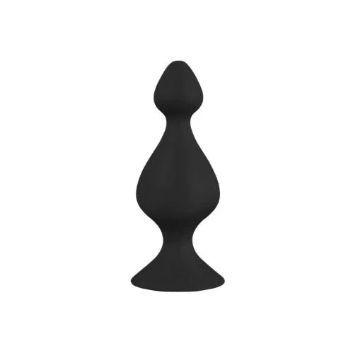 Back Up Gourd 4 inch butt plug in Black, rounded bulb on a suction base