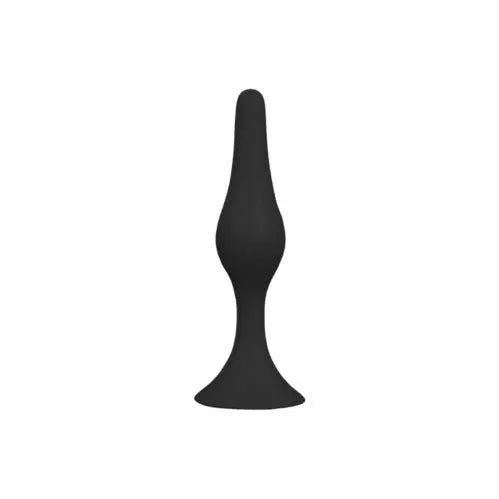 Back Up Smooth 3 inch butt plug in Black, slim taper on a suction base