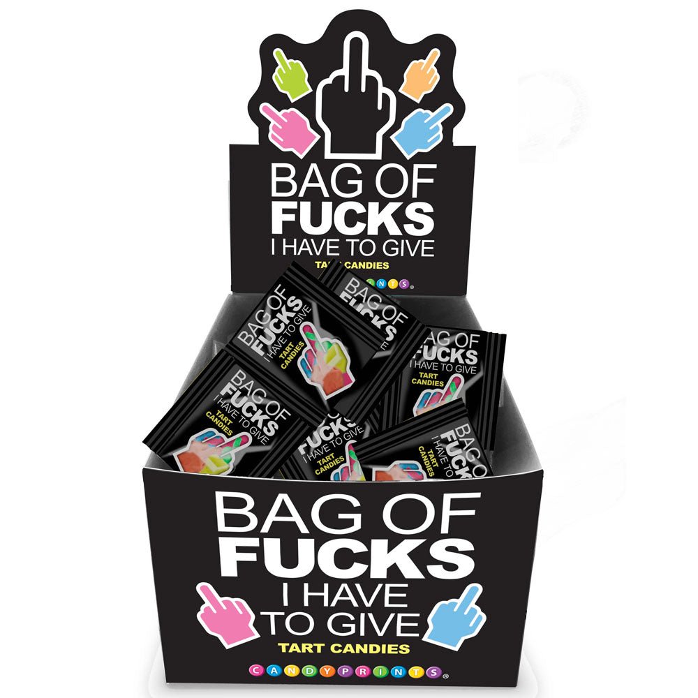 Buy Bag Of Fucks I Have To Give - Display - Fruit Flavoured Lollies - Counter Display of 100 Mini Packs – Naughtyhut NZ sex toys online. Discreet delivery & top brands.
