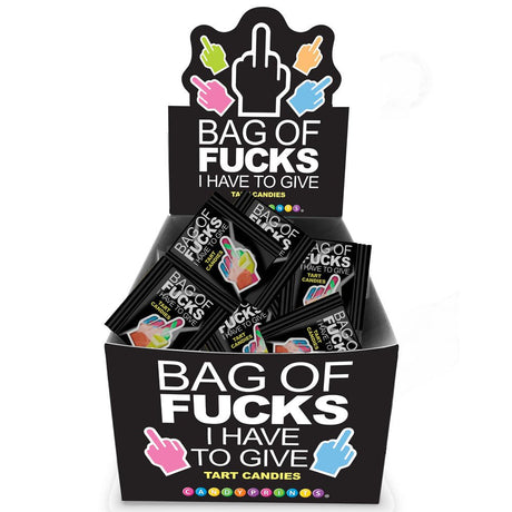 Buy Bag Of Fucks I Have To Give - Display - Fruit Flavoured Lollies - Counter Display of 100 Mini Packs – Naughtyhut NZ sex toys online. Discreet delivery & top brands.