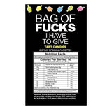 Buy Bag Of Fucks I Have To Give - Display - Fruit Flavoured Lollies - Counter Display of 100 Mini Packs – Naughtyhut NZ sex toys online. Discreet delivery & top brands.