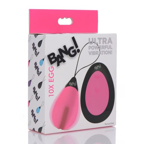 Buy Bang! 10X Vibrating Egg & Remote - Pink USB Rechargeable Egg with Wireless Remote – Naughtyhut NZ sex toys online. Discreet delivery & top brands.