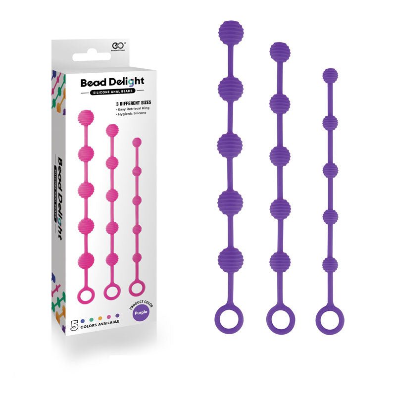 Bead Delight Silicone Anal Beads - Purple - Purple Anal Beads - Set of 3 Sizes – Sex toys NZ by Naughtyhut. Discreet delivery nationwide.