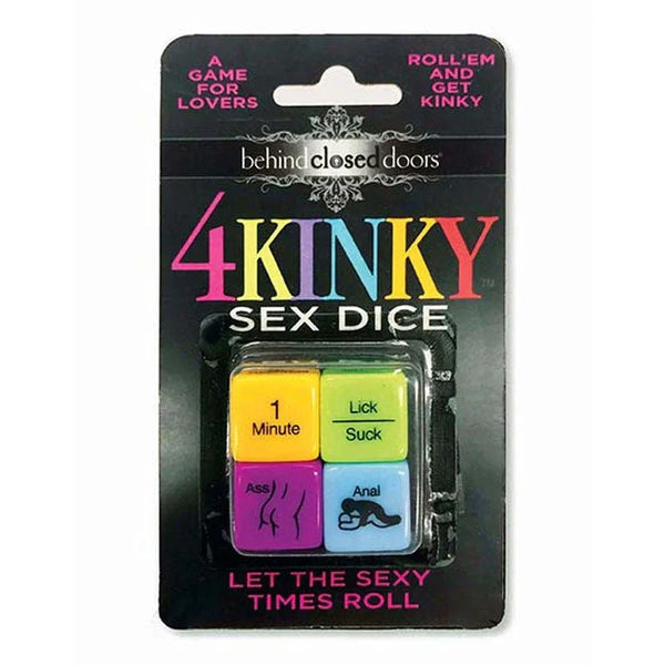 Behind Closed Doors 4 Kinky Sex Dice, blister pack with four coloured dice