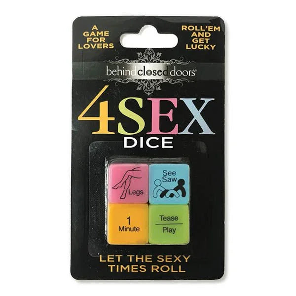 Behind Closed Doors 4SEX Dice in multicolour, plastic, for couples play with themed actions.