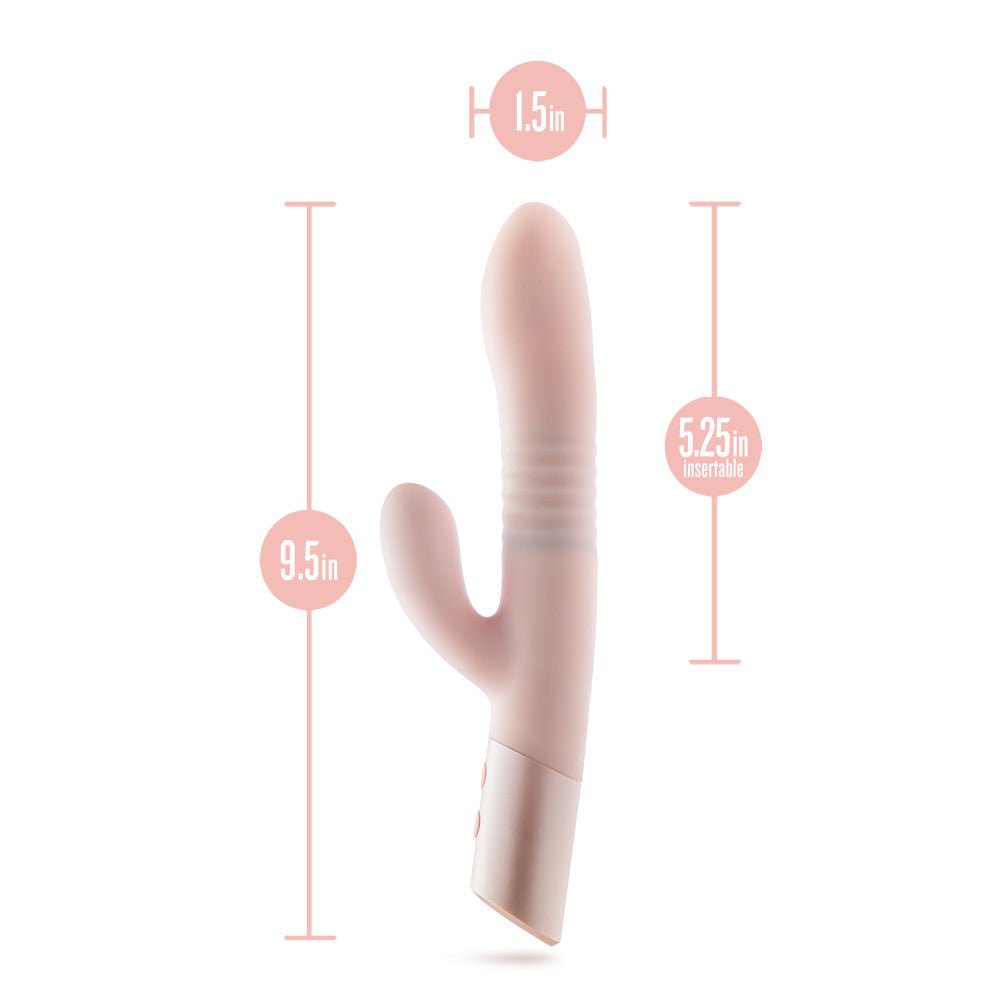 Blush - Fraya - Pink - Pink 24.1 cm USB Rechargeable Thrusting Rabbit Vibrator – Sex toys NZ by Naughtyhut. Discreet delivery nationwide.