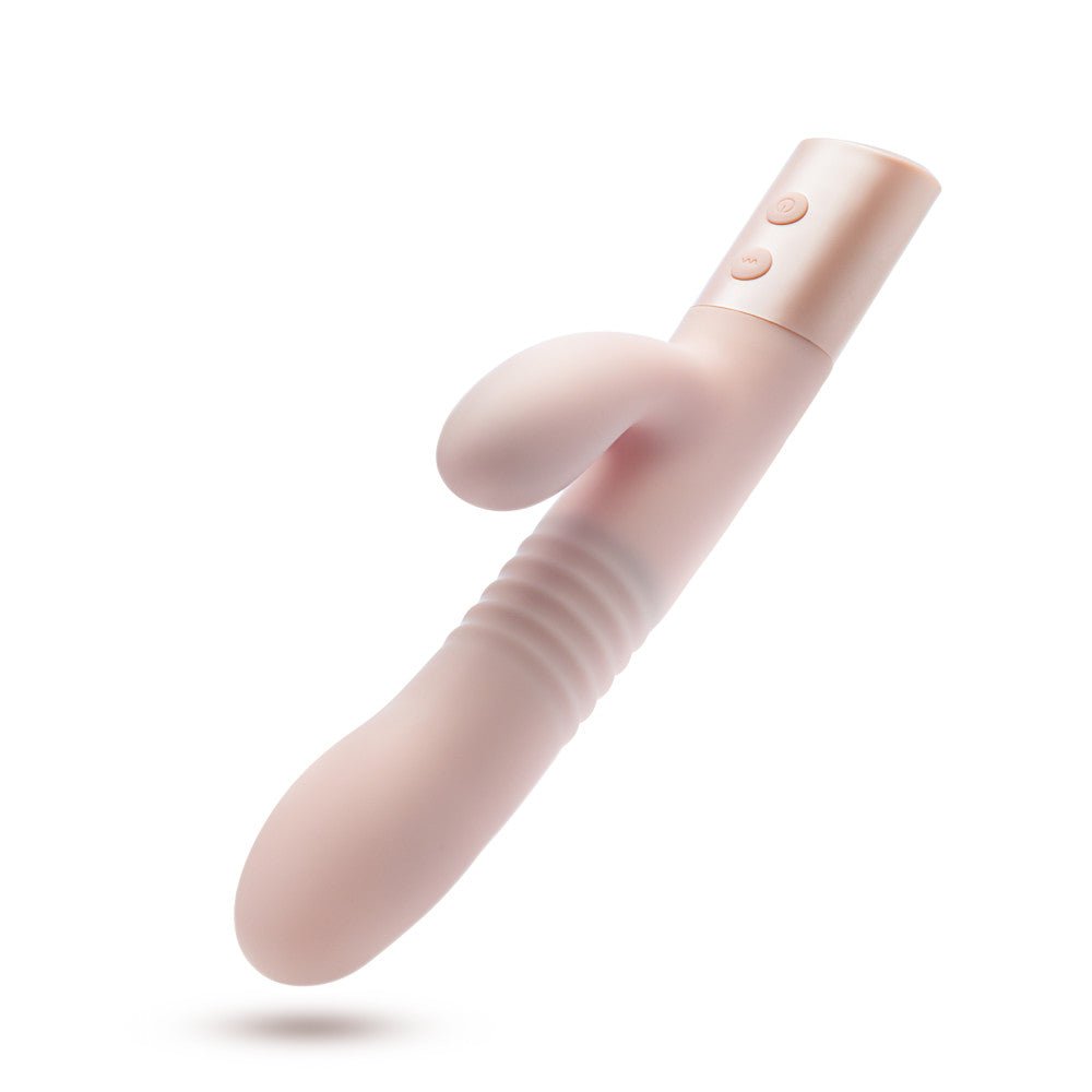 Blush - Fraya - Pink - Pink 24.1 cm USB Rechargeable Thrusting Rabbit Vibrator – Sex toys NZ by Naughtyhut. Discreet delivery nationwide.