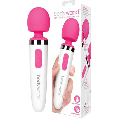 Buy Bodywand Aqua Mini Rechargeable - Pink/White USB Rechargeable Massager Wand – Naughtyhut NZ sex toys online. Discreet delivery & top brands.