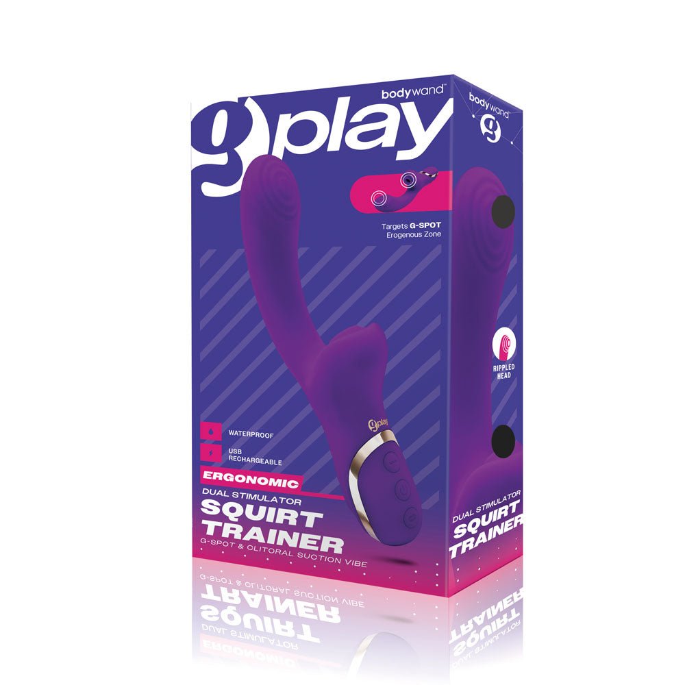 Buy Bodywand G - Play Dual Stimulator Squirt Trainer - Purple 22 cm USB Rechargeable Rabbit Vibrator with Air Pulsation – Naughtyhut NZ sex toys online. Discreet delivery & top brands.