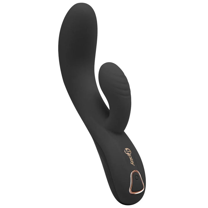 Bodywand G-Play Squirt Trainer in Black, curved shaft and clitoral arm, upright