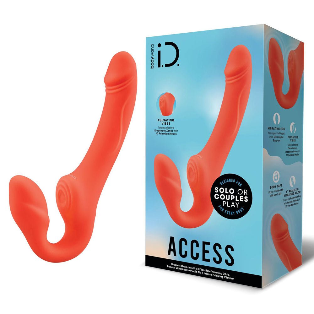 Bodywand ID Access Strapless Strap - On - Orange 15.2 cm USB Rechargeable Strapless Strap - On – Sex toys NZ by Naughtyhut. Discreet delivery nationwide.
