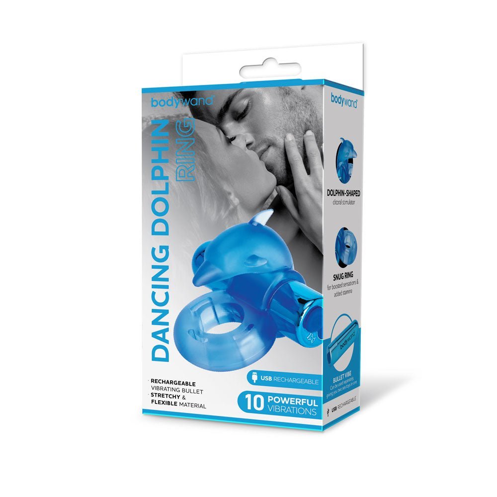 Bodywand Rechargeable Dancing Dolphin Ring - Blue USB Rechargeable Vibrating Cock Ring – Sex toys NZ by Naughtyhut. Discreet delivery nationwide.