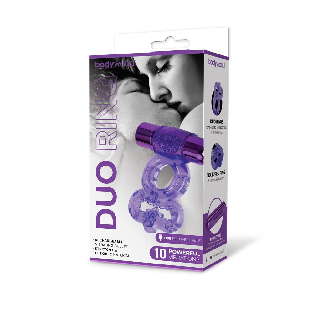 Bodywand Rechargeable Duo Ring - Purple USB Rechargable Vibrating Cock Ring – Sex toys NZ by Naughtyhut. Discreet delivery nationwide.