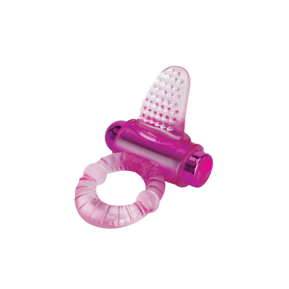 Bodywand Lick It Pleasure Ring in deep pink, angled view of tongue and bullet