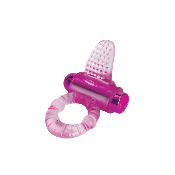 Bodywand Lick It Pleasure Ring in deep pink, angled view of tongue and bullet