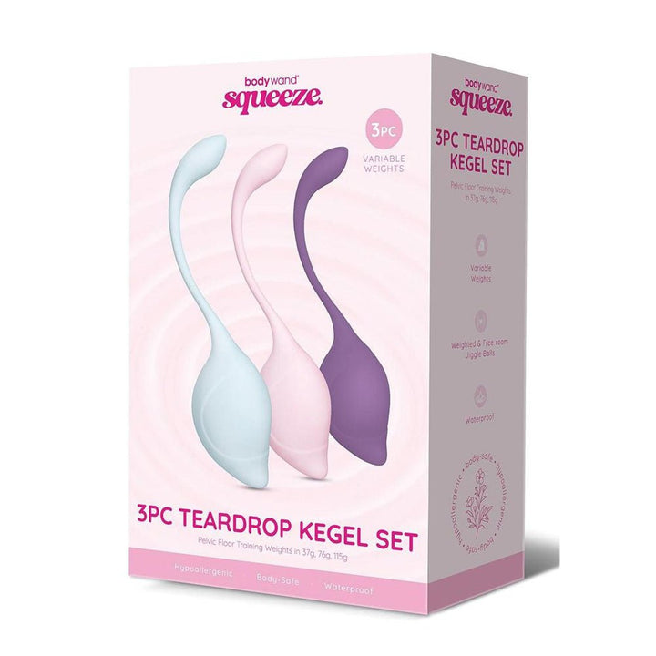 Bodywand Squeeze 3pc Teardrop Kegel Set - Weighted Kegel Set - 3 Piece Kit – Sex toys NZ by Naughtyhut. Discreet delivery nationwide.
