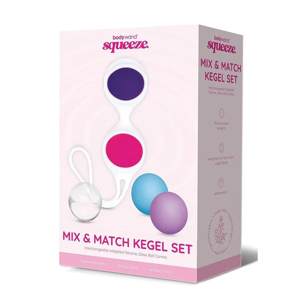 Bodywand Squeeze Mix and Match Kegel Set box with silicone and glass balls pictured
