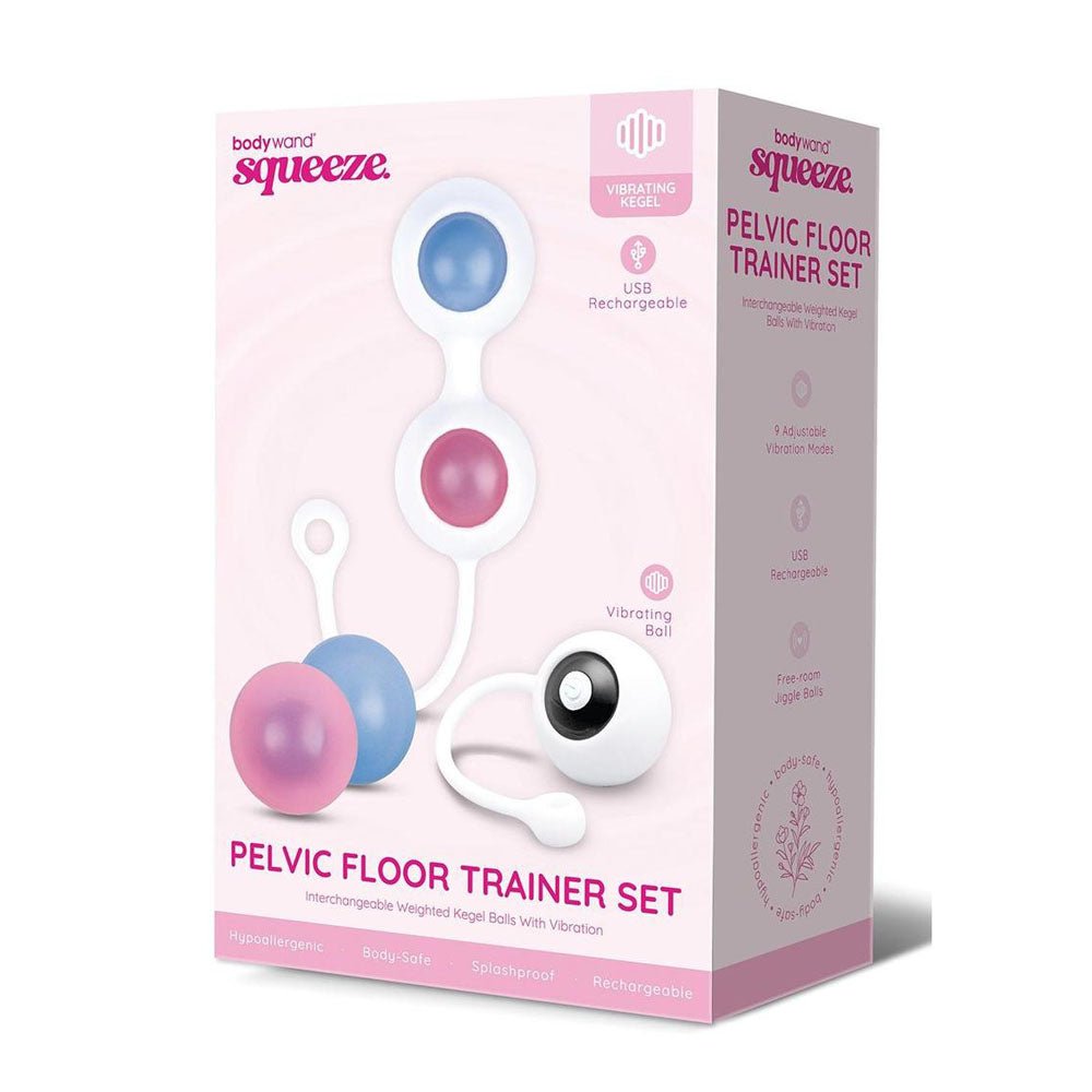 Buy Bodywand Squeeze Pelvic Floor Trainer Set - USB Rechargeable Weighted Vibrating Kegel Set – Naughtyhut NZ sex toys online. Discreet delivery & top brands.