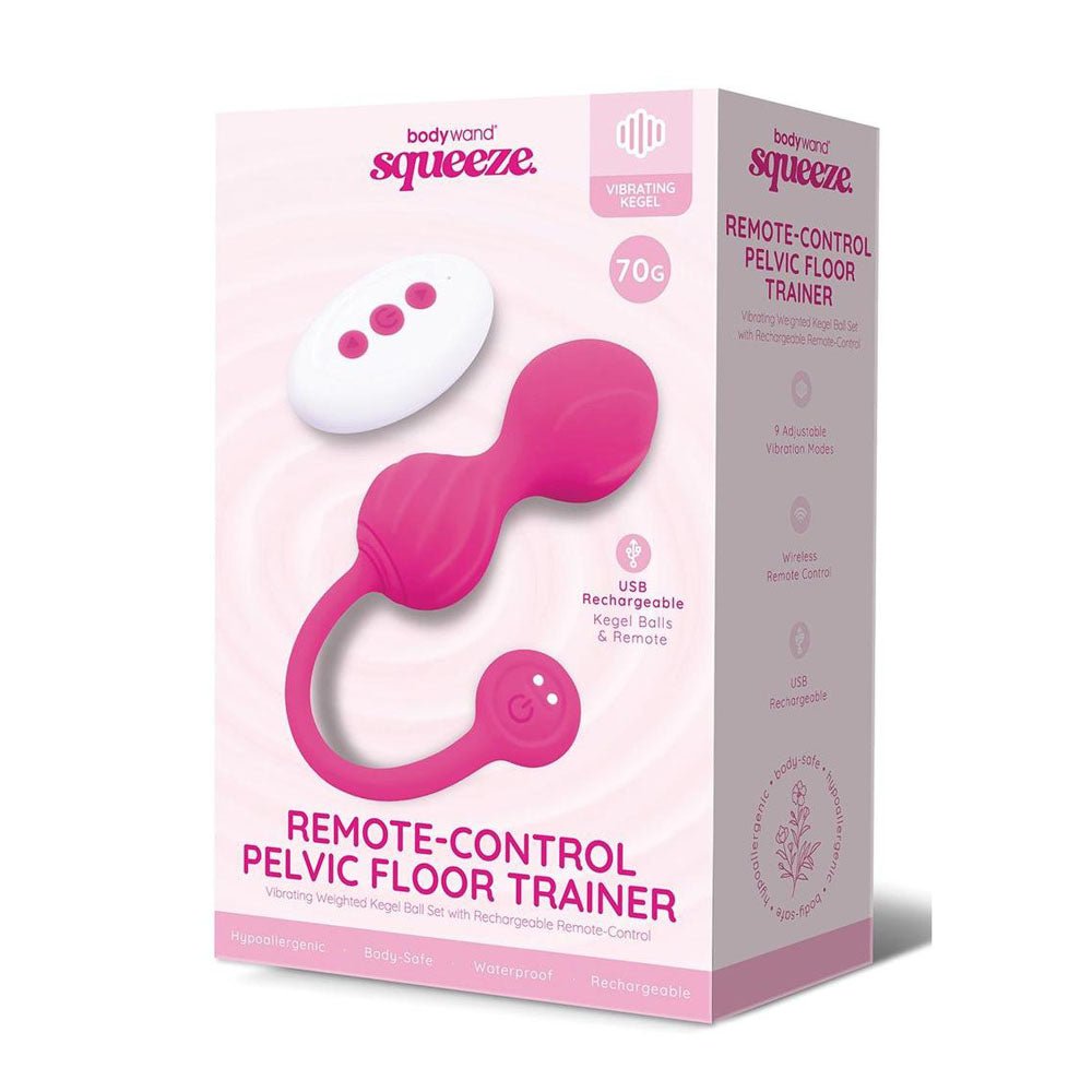 Bodywand Squeeze Remote - Control Pelvic Floor Trainer - Pink USB Rechargeable Weighted Kegel Balls with Remote – Sex toys NZ by Naughtyhut. Discreet delivery nationwide.