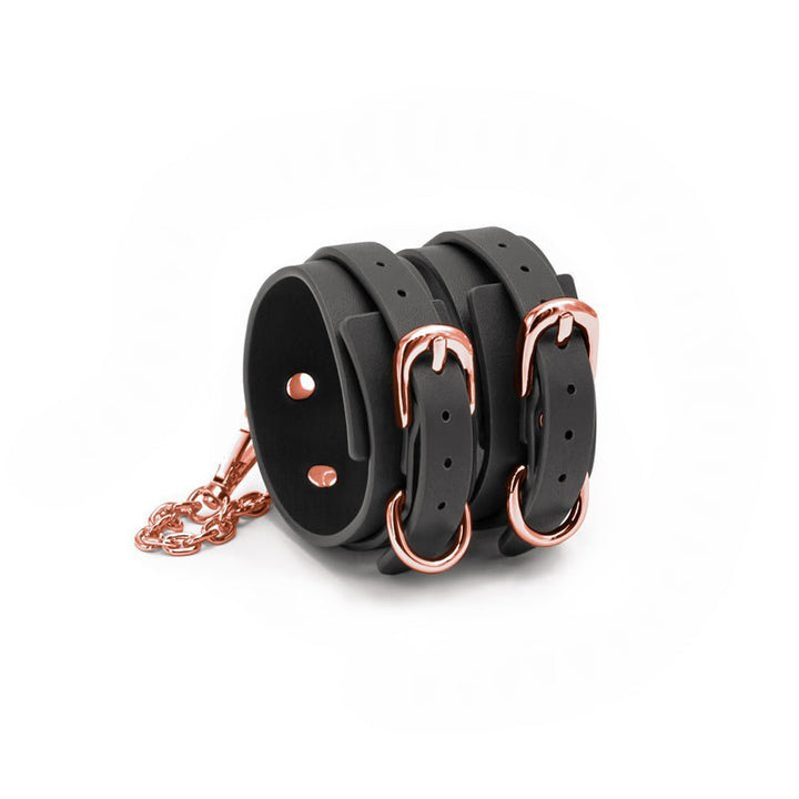 Bondage Couture Ankle Cuffs - Black - Black Restraints – Sex toys NZ by Naughtyhut. Discreet delivery nationwide.