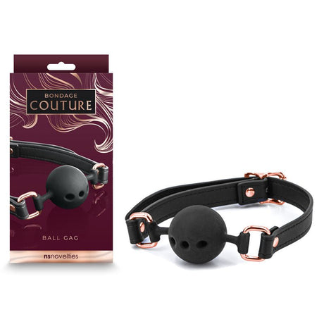 Buy Bondage Couture Ball Gag - Black - Black Mouth Restraint – Naughtyhut NZ sex toys online. Discreet delivery & top brands.