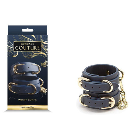 Buy Bondage Couture Wrist Cuffs - Blue - Blue Restraints – Naughtyhut NZ sex toys online. Discreet delivery & top brands.