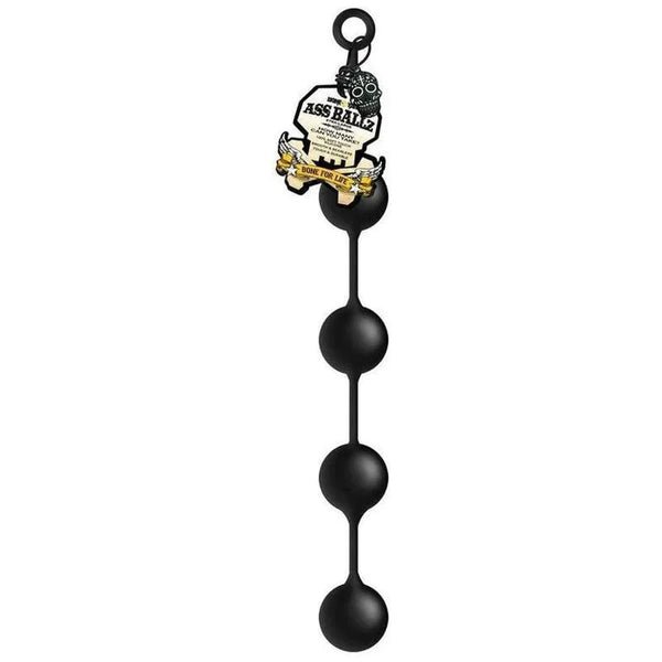 Boneyard Ass Ballz XL in Black hanging from its skull hang tag