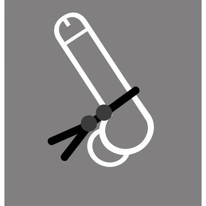 Boneyard Cock Leash diagram: leash looped around shaft and balls together