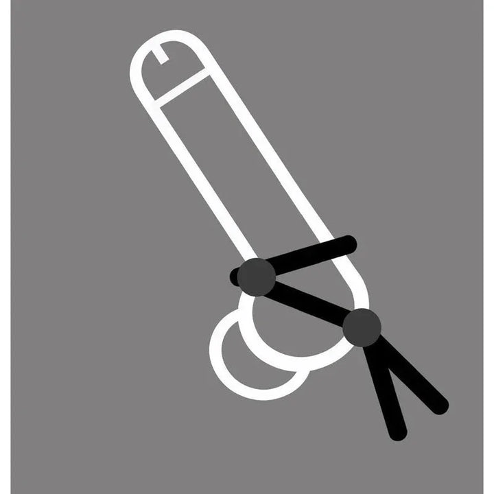 Boneyard Cock Leash diagram: double-wrap ball hitch configuration
