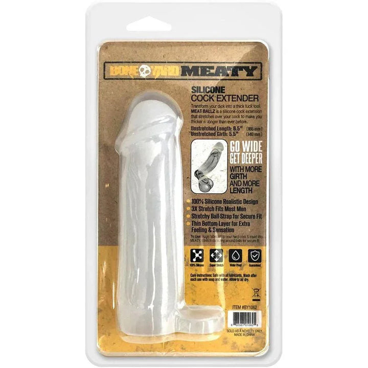 Boneyard Meaty Cock Extender packaging back with specs and features