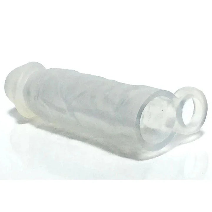 Boneyard Meaty Cock Extender in Clear, rear view showing the open base