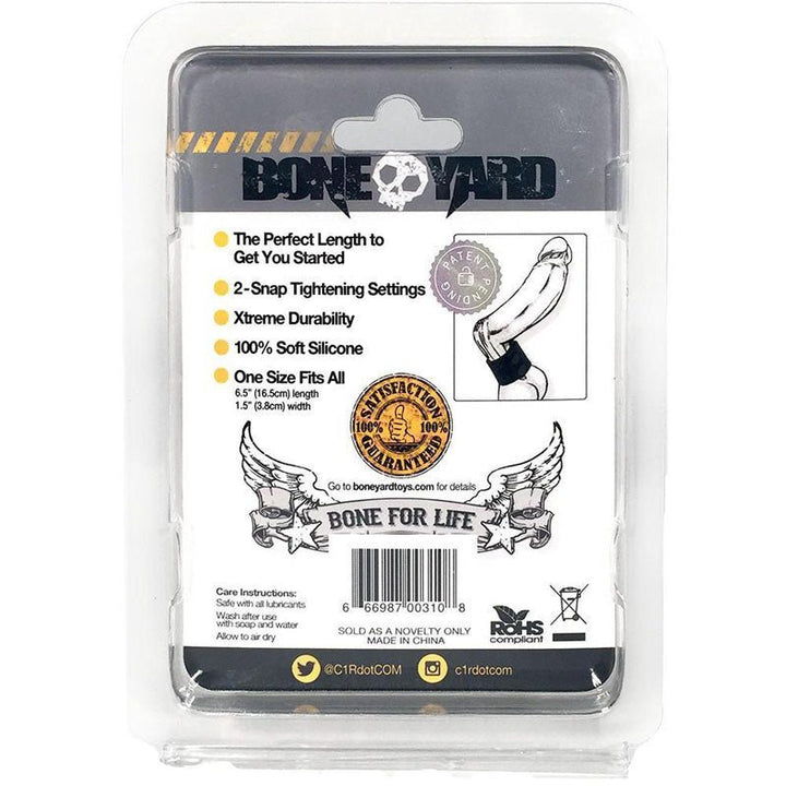 Boneyard Silicone Ball Strap Black - Black 3 - Snap 4 cm Adjustable Ball Stretcher Ring – Sex toys NZ by Naughtyhut. Discreet delivery nationwide.