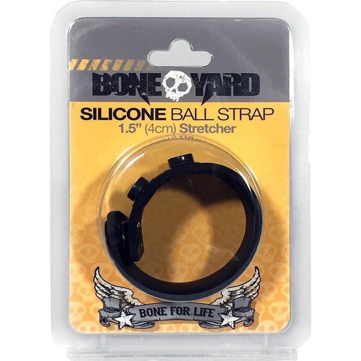 Boneyard Silicone Ball Strap Black - Black 3 - Snap 4 cm Adjustable Ball Stretcher Ring – Sex toys NZ by Naughtyhut. Discreet delivery nationwide.