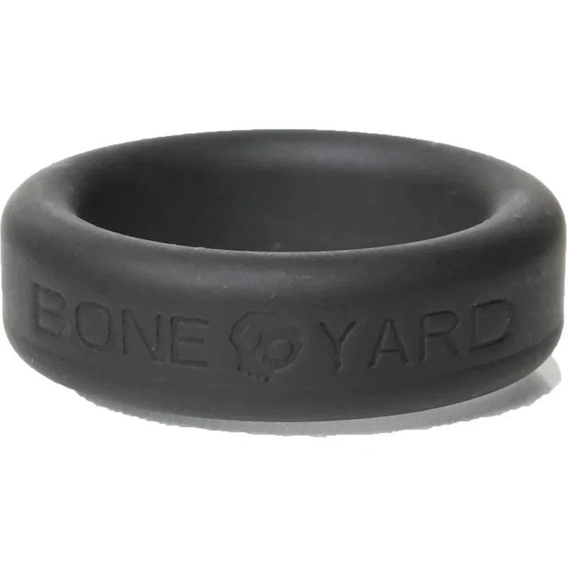 Boneyard Silicone Ring 30 mm, front view with the BONE YARD embossing