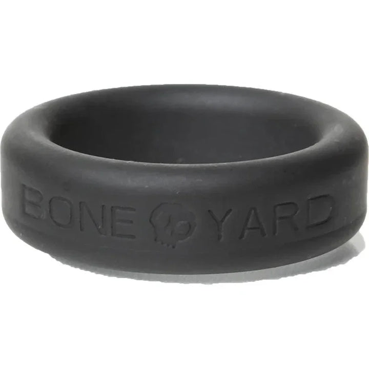 Boneyard Silicone Ring 30 mm, front view with the BONE YARD embossing