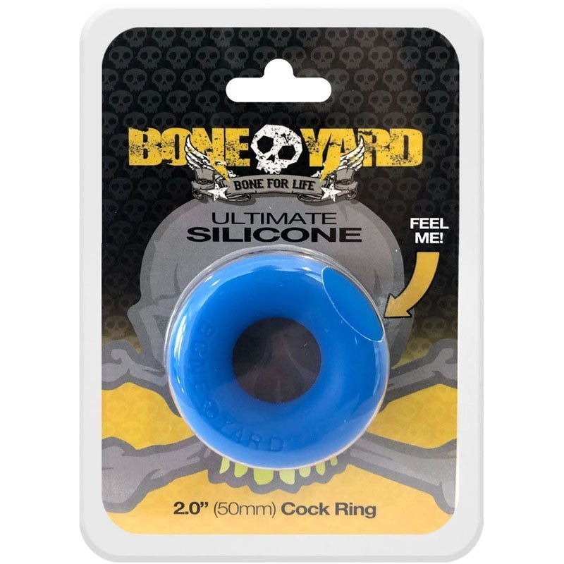 Boneyard Ultimate Silicone Cock Ring Blue - Blue 50mm Cock Ring – Sex toys NZ by Naughtyhut. Discreet delivery nationwide.