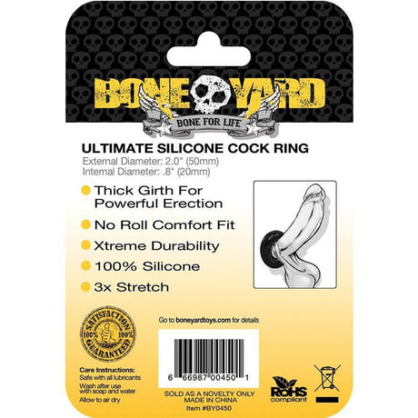 Buy Boneyard Ultimate Silicone Ring Black - Black 50mm Cock Ring – Naughtyhut NZ sex toys online. Discreet delivery & top brands.