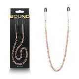 Buy Bound Nipple Clamps - DC3 - Rose Gold - Rose Gold Nipple Clamps with Chain – Naughtyhut NZ sex toys online. Discreet delivery & top brands.