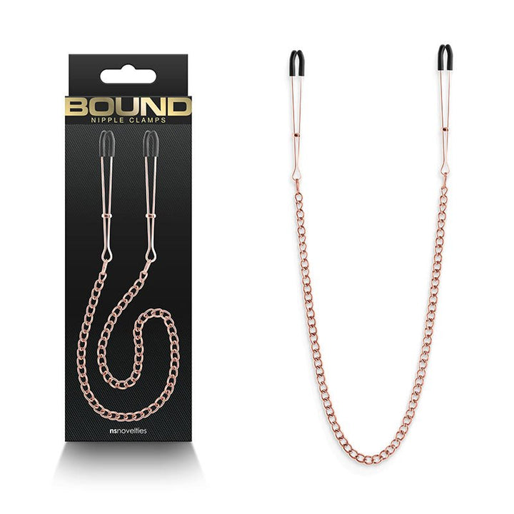 Bound Nipple Clamps - DC3 - Rose Gold - Rose Gold Nipple Clamps with Chain – Sex toys NZ by Naughtyhut. Discreet delivery nationwide.