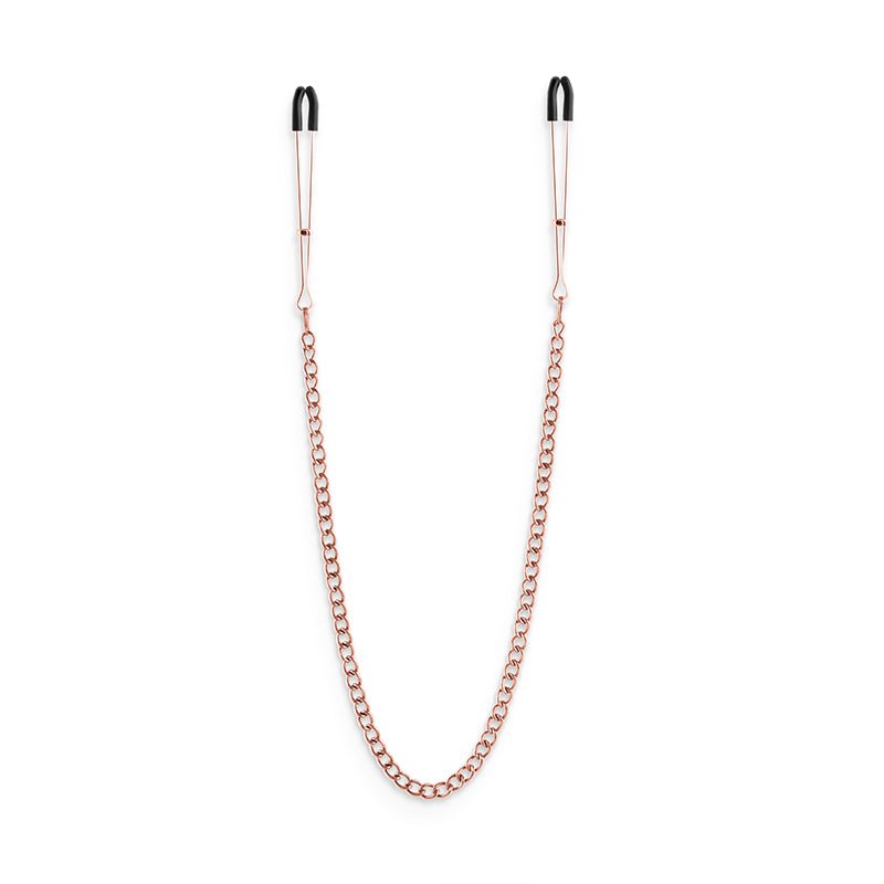 Buy Bound Nipple Clamps - DC3 - Rose Gold - Rose Gold Nipple Clamps with Chain – Naughtyhut NZ sex toys online. Discreet delivery & top brands.